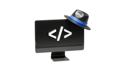 Coding Monitor with Hat: Digital Security Concept