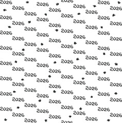 Festive winter New Year texture displays the number "2026" and snowflakes.