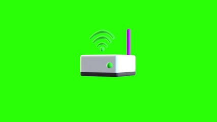 4K motion graphic 3D animation of wifi portable box icon rotating on chroma key green screen background. - Powered by Adobe