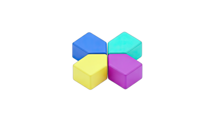 Colorful 3D Cubes Interlocking on White Background