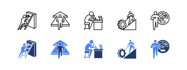 Action and Progress with two styles, line and duotone icon.