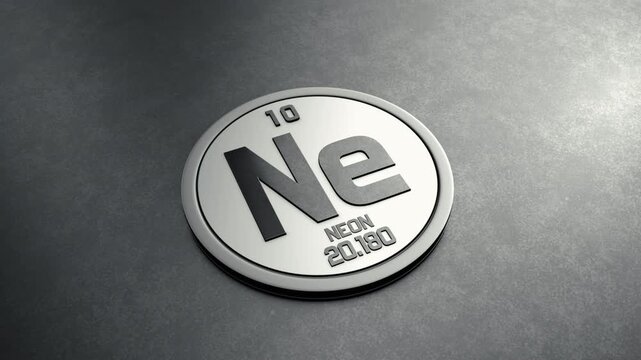 Neon Element from Periodic Table Round Shiny Metallic Icon