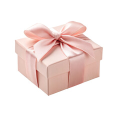 Obraz premium Elegant pink gift box with satin ribbon perfect for special occasions and celebrations