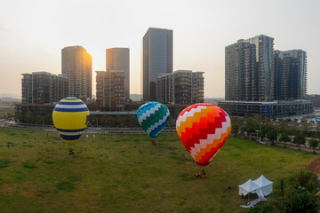 August 23, 2025: Panorama of District 1, Ho Chi Minh City in the early morning