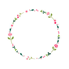 草花模様の円形フレーム