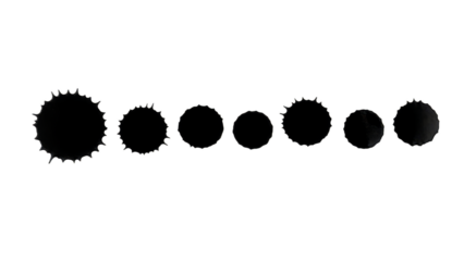 Seven Bottle Cap Silhouettes On Black Background