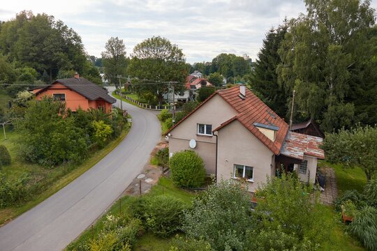 Czech village street with houses