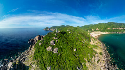 The stunning natural landscape on the pass separating Phu Yen and Khanh Hoa provinces, Dai Lanh beach, one of Vietnam's most beautiful beaches.