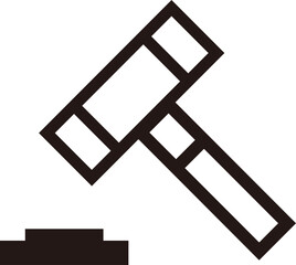 オークション　ハンマー　アイコン　線画