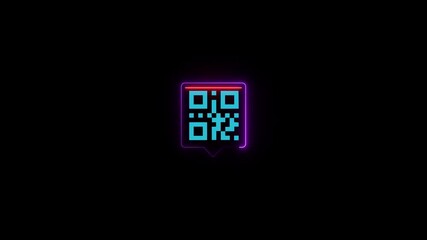 Glowing neon QR code icon animation,QR code with scan icon isolated animation ,mobile QR code neon icon animation, QR code 4k video footage  - Powered by Adobe