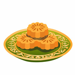 Maamoul Cookie in Flat Illustration for Arabic Festive Treat Icons