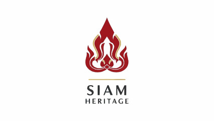 Siam Heritage logo featuring a traditional Thai flame-like motif in red and gold above the brand name on a white background.