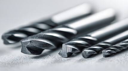 Close up view displays a collection of metal cutting implements in varying sizes