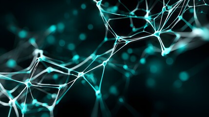 Illuminated digital mesh structure glows with cyan light against a dark background