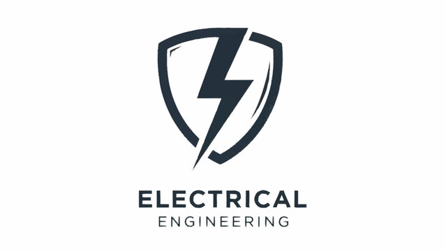 A dark grey shield logo featuring a prominent lightning bolt symbol, with the text 'ELECTRICAL ENGINEERING' displayed below it on a white background.