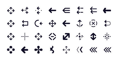 Collection of essential interface arrow icons with different styles for web application use