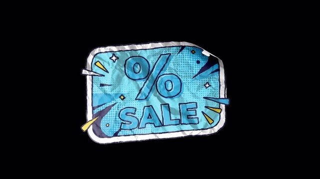 Big Discount Sale, Peel Off Sticker, Animation. 4K &ndash; 3840&times;2160, Transparent.