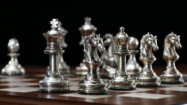 Chess pieces rotating on chessboard