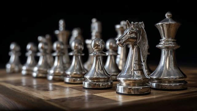 Chess pieces shifting on chessboard
