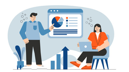 Flat vector of business elevator pitch Flat Vector Illustration