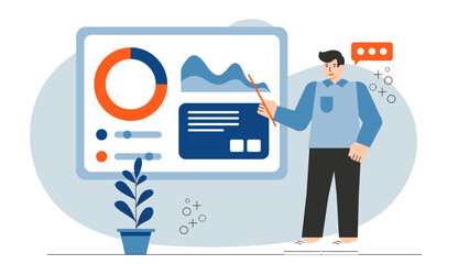 Flat illustration of investor pitching event Flat Vector Illustration