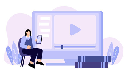 Flat vector of online webinar session Flat Vector Illustration