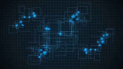 Obraz premium Digital Network: A captivating graphic presents a futuristic digital network, with interconnected lines and luminous nodes. The composition exudes a sense of technological advancement, connectivity.