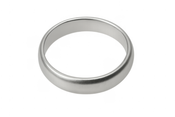 Silver wedding band representing eternal love on transparent