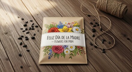 Vintage Seed Packet Mockup "Feliz D&iacute;a de la Madre" &mdash; Eco Gift Concept