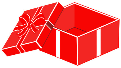 Shiny red gift box with an open front perfect for celebrations