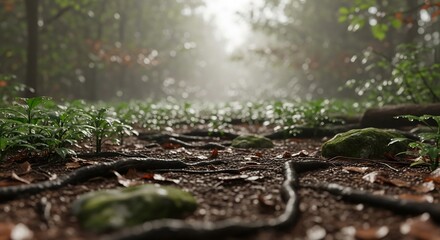 Fototapeta premium Mystical Forest Path - A Journey Through Natures Embrace.
