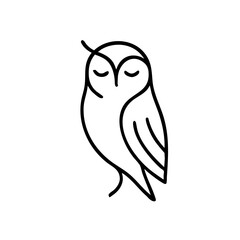 Thin elegant monoline owl with abstract wing shapes, balanced composition