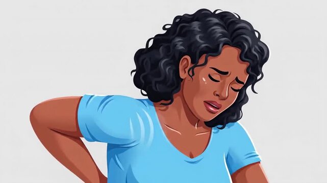 Animated Sequence Depicting Pain and Discomfort in a Young Black Woman