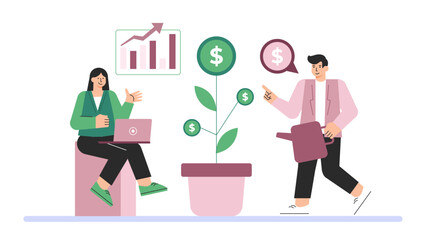 Flat illustration of sustainable investing concept Flat Vector Illustration