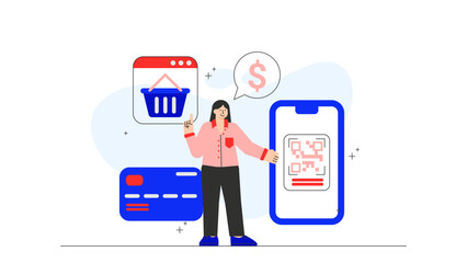 Flat vector of digital wallet payment Flat Vector Illustration