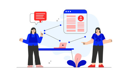 Flat design of peer-to-peer lending Flat Vector Illustration