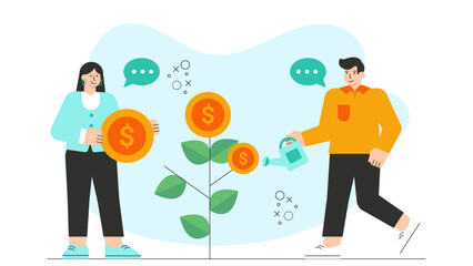 Flat design of crowdfunding investment concept Flat Vector Illustration
