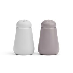 Two modern kitchen dispensers stand side by side on a bright white surface.