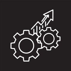Business gears mechanism with financial growth arrow graph chart vector illustration
