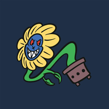 angry and crazyness plant like a zombie design unique for clothing brand needed