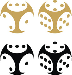 Abstract Stylized Gold and Black Dice Faces Vector Graphic Isolated