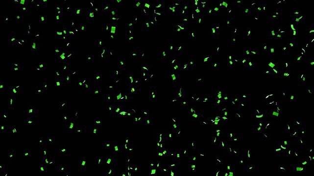 3D Confetti Rain Particles Green | Alpha Channel