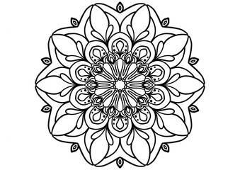 Mandala flower meditation coloring art