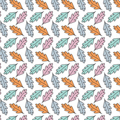 Colorful pastel leaves seamless pattern.