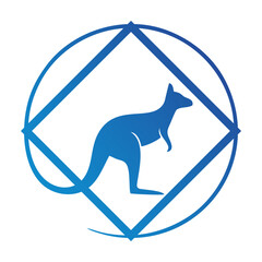 Creative Geometric Kangaroo Icon Blue Style