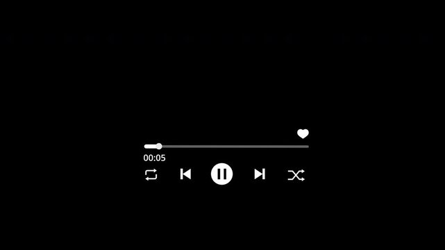Music player overlay timeline bar video, one minute voice and video player interface 4K