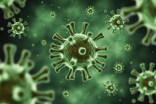 Microscopic view of virus and bacteria cells, health concept - Powered by Adobe