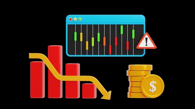 3D Market Crash | Alpha Channel