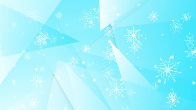 Low poly geometric blue Christmas winter abstract background. Seamless looping motion design. Video animation Ultra HD 4K 3840x2160