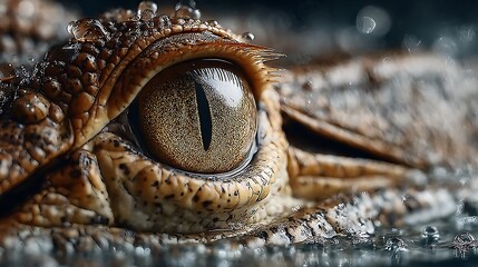 Obraz premium Sharp reptile eye above water line pictures